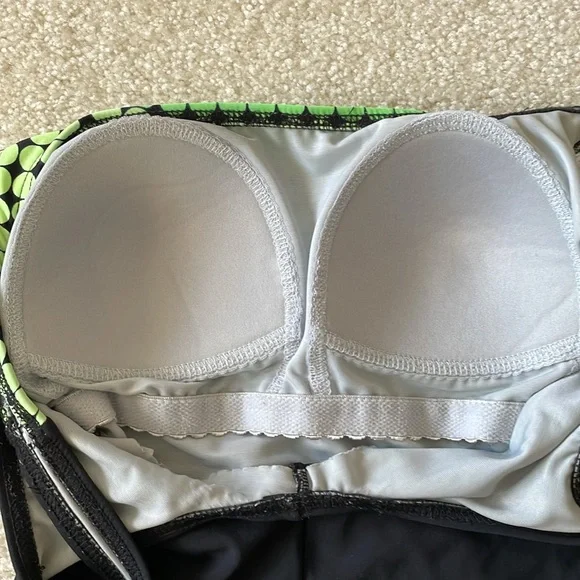 Reebok Women’s One Piece Swimsuit Square Neck Green Ombré Geometric Pattern - Picture 7 of 10